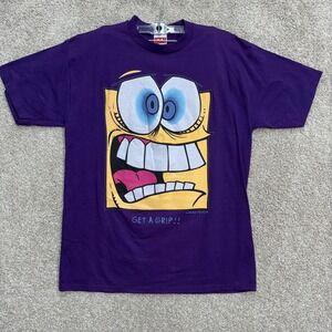 Vintage Face Offs Get A Grip Graphic T Shirt Large Purple 1997 Cartoon Character
